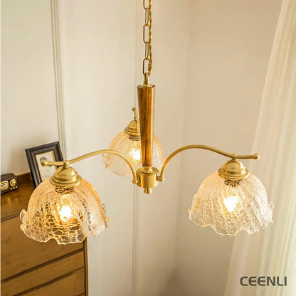 Crack Flower Chandelier 3 heads ∅ 28.7″ x H 13.7″ / Dia 73cm x H 35cm / Polished brass Chandelier