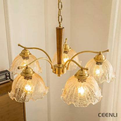 Crack Flower Chandelier 5 heads ∅ 31.4″ x H 13.7″ / Dia 80cm x H 35cm / Polished brass Chandelier