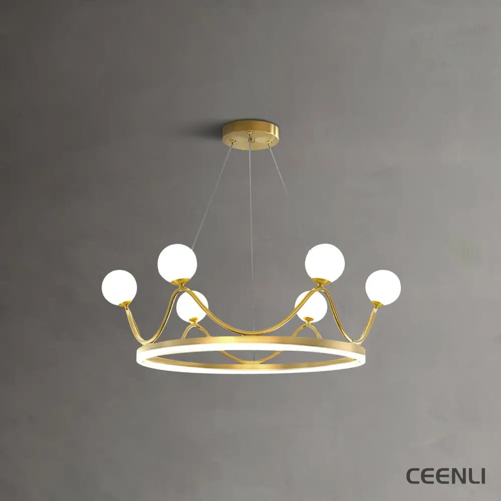 Crown Brass Chandelier ∅ 23.6″ x H 31.4″ / Dia 60cm x H 80cm / Brass + White Chandelier