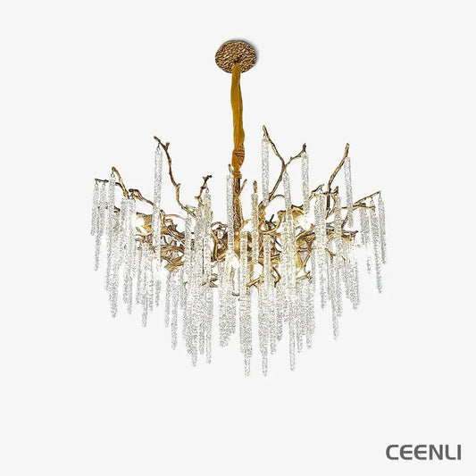 Crystal Icicles Branch Brass Chandelier Chandelier