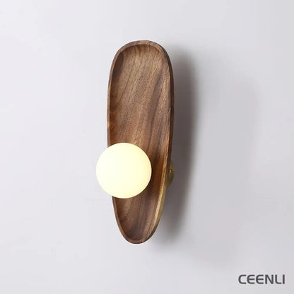 Eivor Wall Lamp ∅ 4.7″ x H 11.8″ / Dia 12cm x H 30cm / Walnut & White / Warm Light Wall lamp