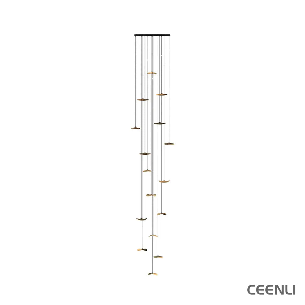 Empty Leaf Chandelier 16Heads ∅ 47.2 x H 216.5’’ / Wood Color / Warm Light Chandelier