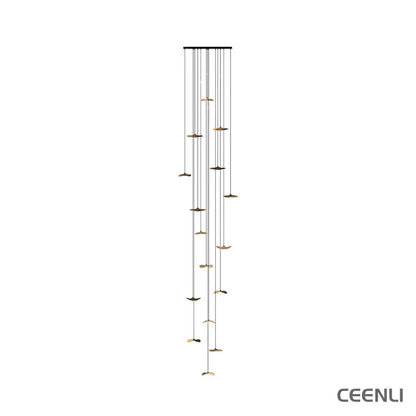 Empty Leaf Chandelier 16Heads ∅ 47.2 x H 216.5’’ / Wood Color / Warm Light Chandelier