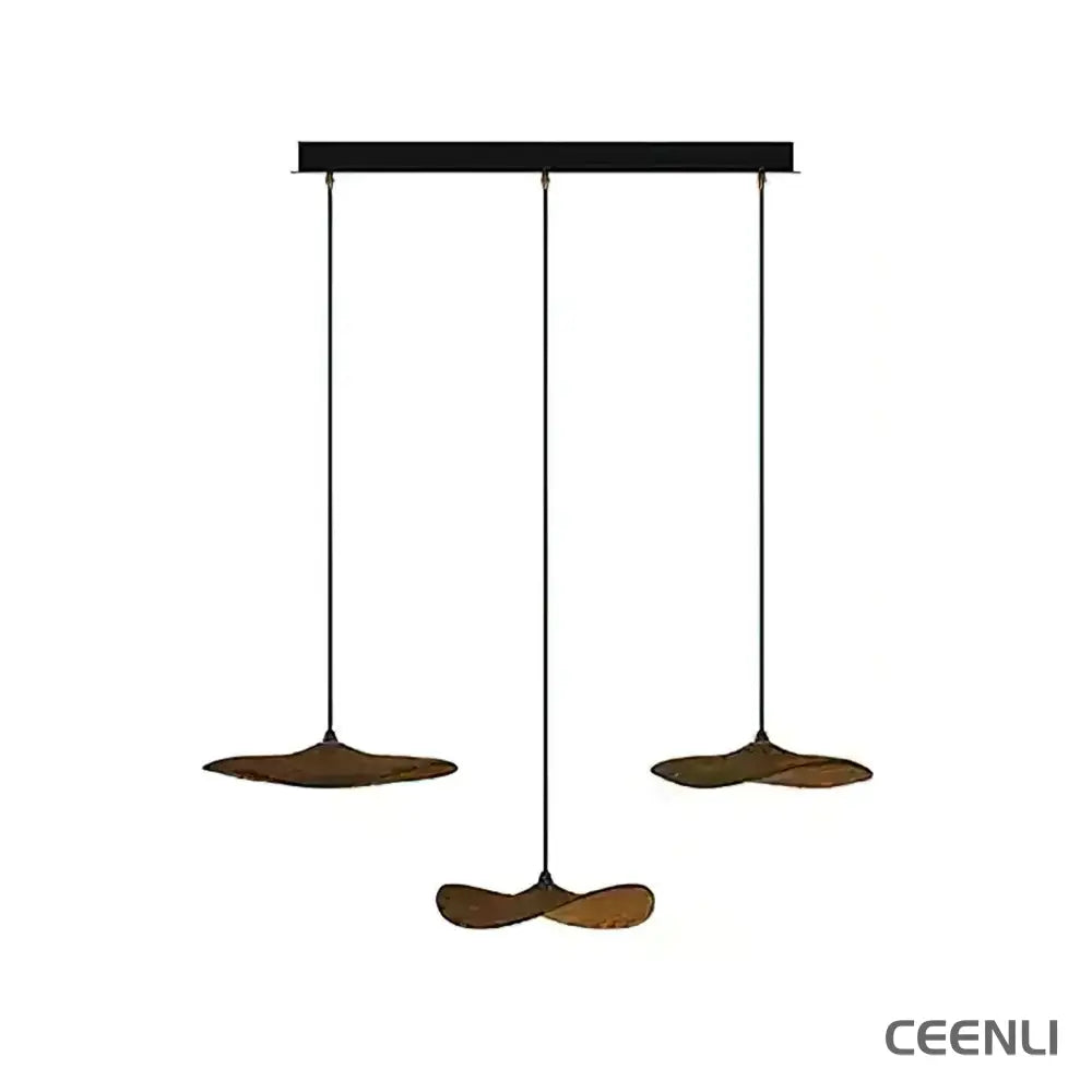 Empty Leaf Chandelier 3Heads L 33.5’’ x H 9.8’’ / Walnut Color / Warm Light Chandelier