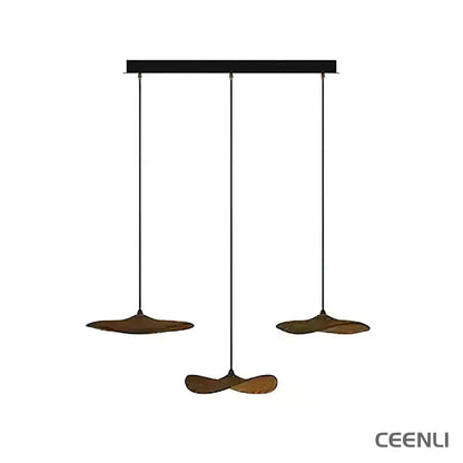 Empty Leaf Chandelier 3Heads L 33.5’’ x H 9.8’’ / Walnut Color / Warm Light Chandelier