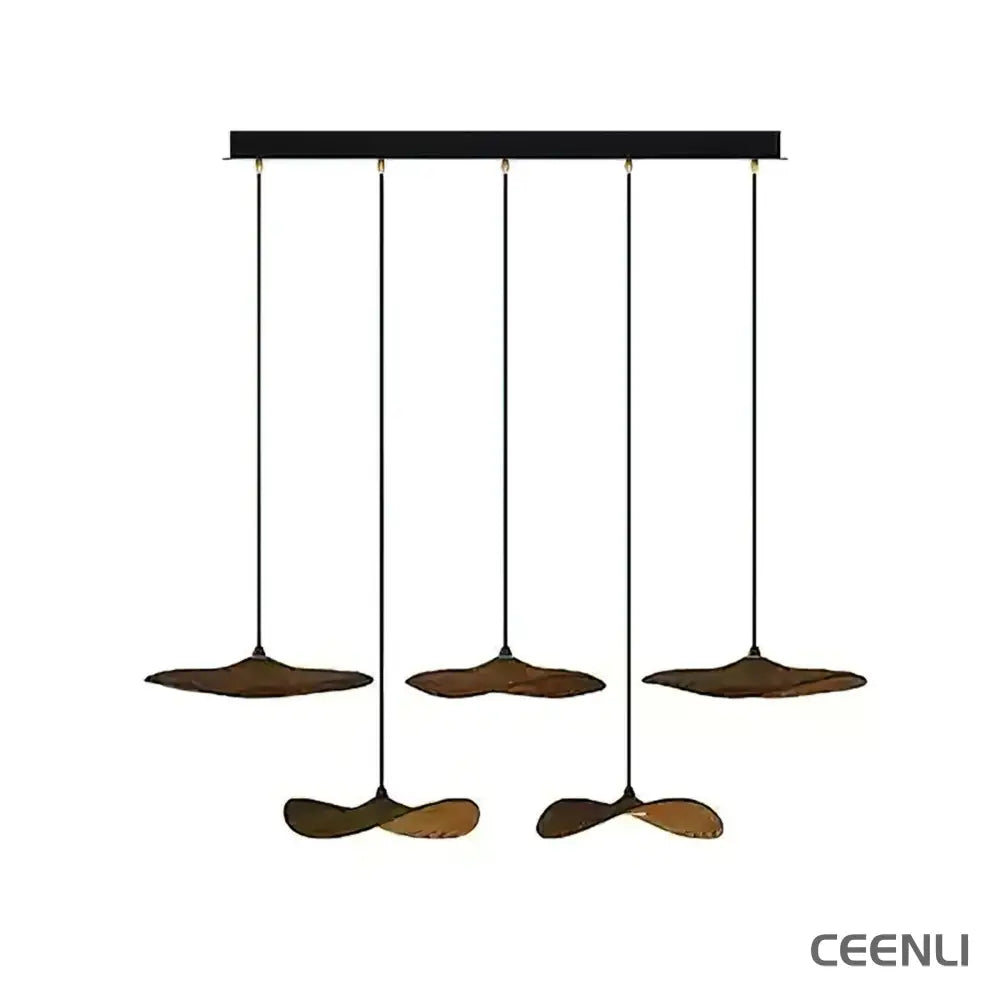 Empty Leaf Chandelier 5Heads L 39.4’’ x H 9.8’’ / Walnut Color / Warm Light Chandelier