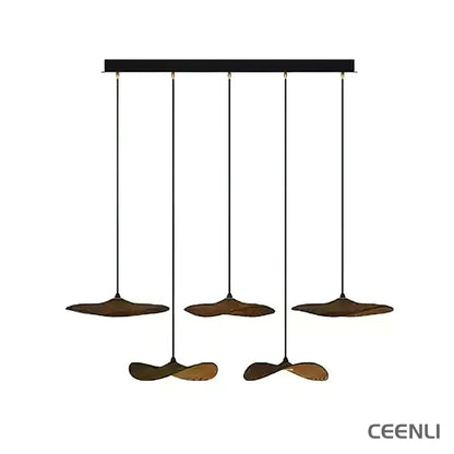 Empty Leaf Chandelier 5Heads L 39.4’’ x H 9.8’’ / Walnut Color / Warm Light Chandelier