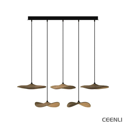 Empty Leaf Chandelier 5Heads L 39.4’’ x H 9.8’’ / Wood Color / Warm Light Chandelier