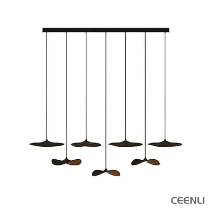 Empty Leaf Chandelier 7Heads L 55.1’’ x H 9.8’’ / Walnut Color / Warm Light Chandelier