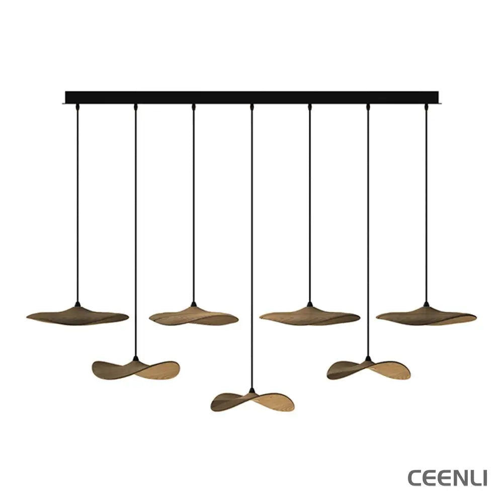 Empty Leaf Chandelier 7Heads L 55.1’’ x H 9.8’’ / Wood Color / Warm Light Chandelier