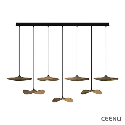 Empty Leaf Chandelier 7Heads L 55.1’’ x H 9.8’’ / Wood Color / Warm Light Chandelier