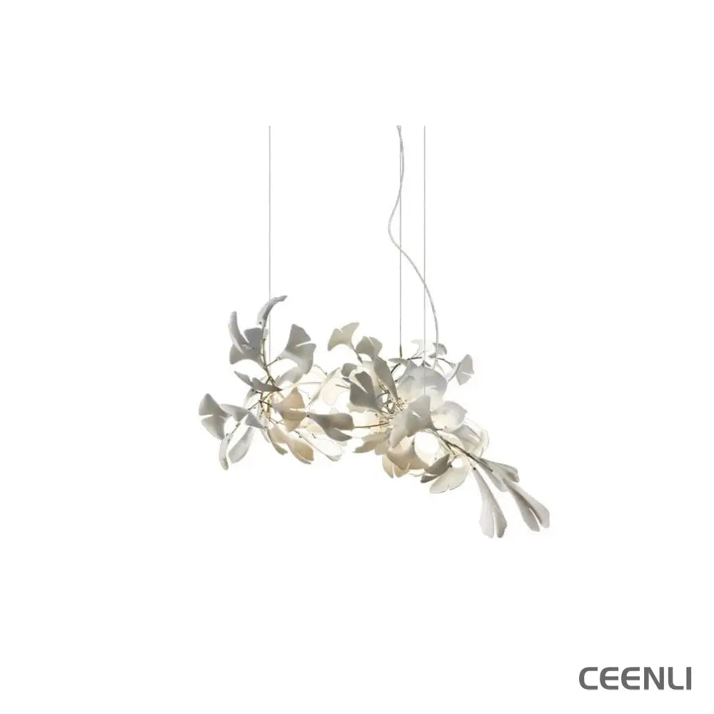 Gingko Chandelier A L 23.6″ x H 15.7″ / L 60cm x H 40cm / Gold + White Chandelier