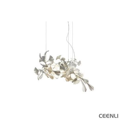Gingko Chandelier A L 23.6″ x H 15.7″ / L 60cm x H 40cm / Gold + White Chandelier