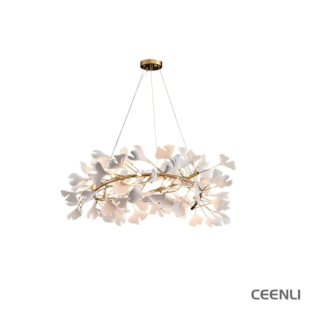 Gingko Chandelier U ∅ 31.5″ x H 11.8″ / Dia 80cm x H 30cm / White + gold Chandelier