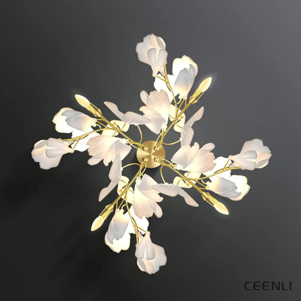 Gingko Flowers Wall Lamp ∅ 31.5″ x H 31.5″ / Dia 80cm x H 80cm / Gold & White Wall lamp