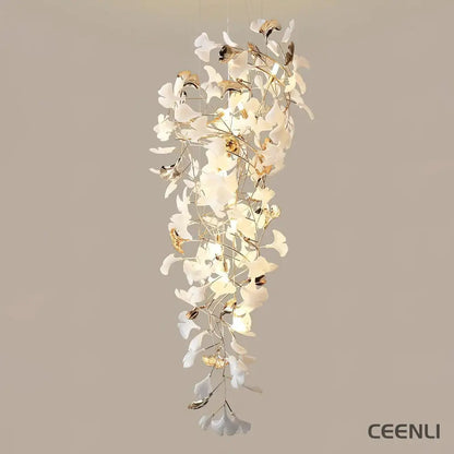 Gingko Ojo Chandelier ∅ 23.6″ x H 59.1″ / Dia 60cm x H 150cm / Gold & White Chandelier