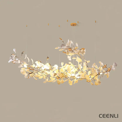 Ginkgo Cloud Chandelier Model B L 78.7″ x W 23.6″ x H 31.5″ / L 200cm x W 60cm x H 80cm（ G9*12 ） / Gold & White