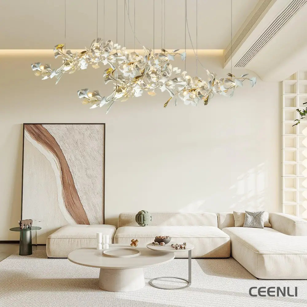 Gold White Leaves Combination Gingko Chandeliers Chandelier