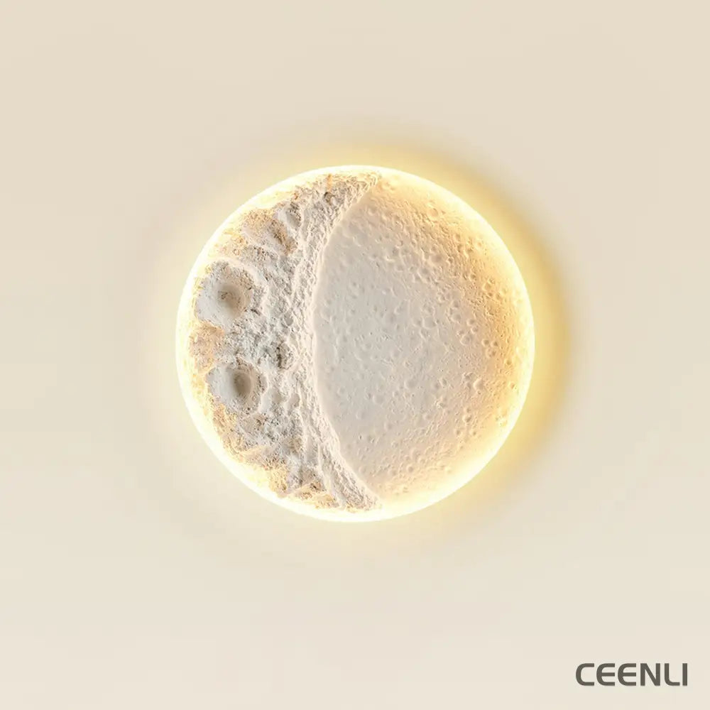 Gypsum Moon Wall Lamp ∅ 11.8″ x H 11.8″ / Dia 30cm x H 30cm / White / Warm Light Wall lamp