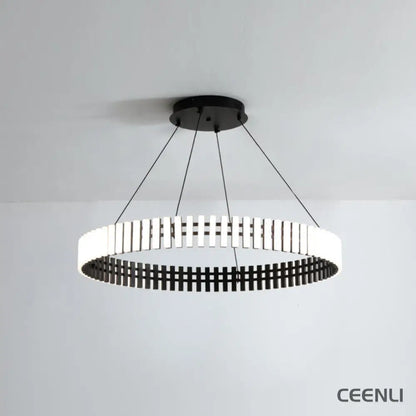 Hanging LED Chandelier ∅ 15.7″ x H 3″ / Dia 40cm x H 7.5cm / Black&White / Warm Light Chandelier