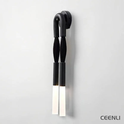 Horsehair Wall Lamp ∅ 6.3″ x H 25.6″ / Dia 16cm x H 65cm / Black / 1 Piece Wall lamp