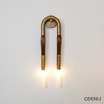 Horsehair Wall Lamp ∅ 6.3″ x H 25.6″ / Dia 16cm x H 65cm / Brass / 1 Piece Wall lamp