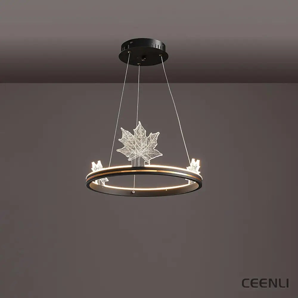 Ion Leaf Chandelier ∅ 15.7″ x H 7″ / Dia 40cm x H 18cm / Black / Warm White Chandelier