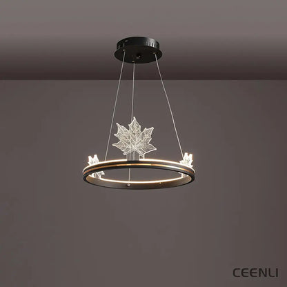 Ion Leaf Chandelier ∅ 15.7″ x H 7″ / Dia 40cm x H 18cm / Black / Warm White Chandelier