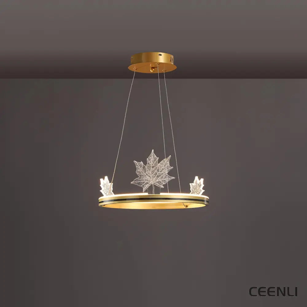 Ion Leaf Chandelier ∅ 15.7″ x H 7″ / Dia 40cm x H 18cm / Gold / Warm White Chandelier