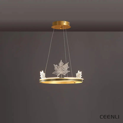 Ion Leaf Chandelier ∅ 15.7″ x H 7″ / Dia 40cm x H 18cm / Gold / Warm White Chandelier
