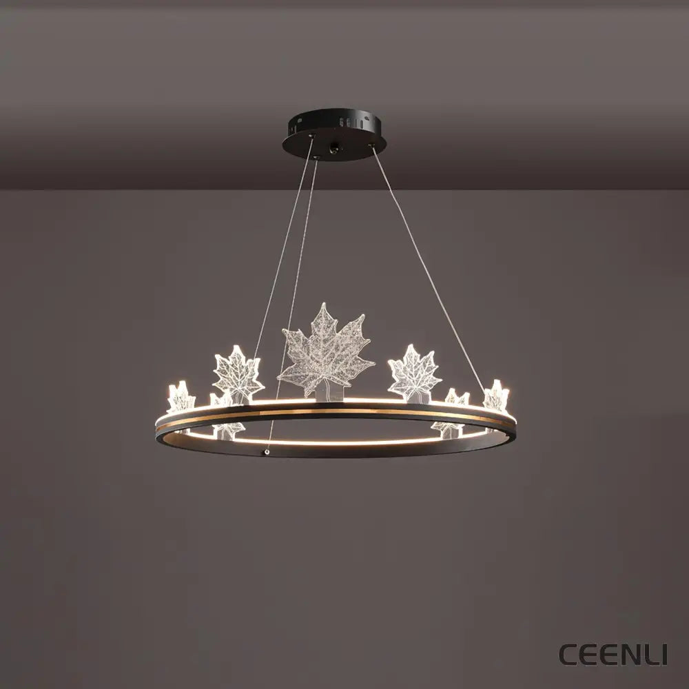Ion Leaf Chandelier ∅ 23.6″ x H 7″ / Dia 60cm x H 18cm / Black / Warm White Chandelier