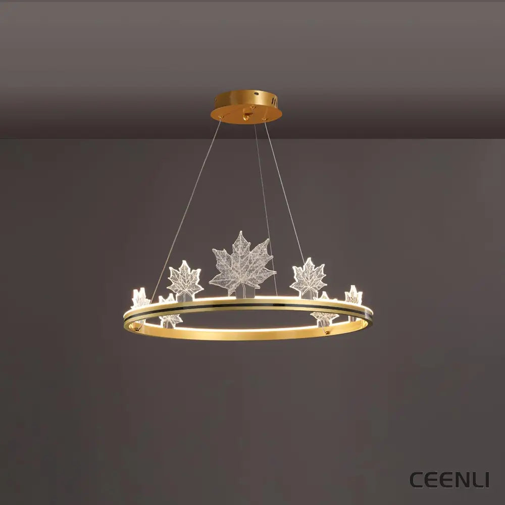 Ion Leaf Chandelier ∅ 23.6″ x H 7″ / Dia 60cm x H 18cm / Gold / Warm White Chandelier