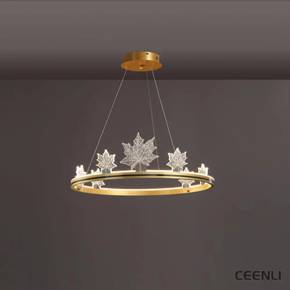 Ion Leaf Chandelier ∅ 23.6″ x H 7″ / Dia 60cm x H 18cm / Gold / Warm White Chandelier