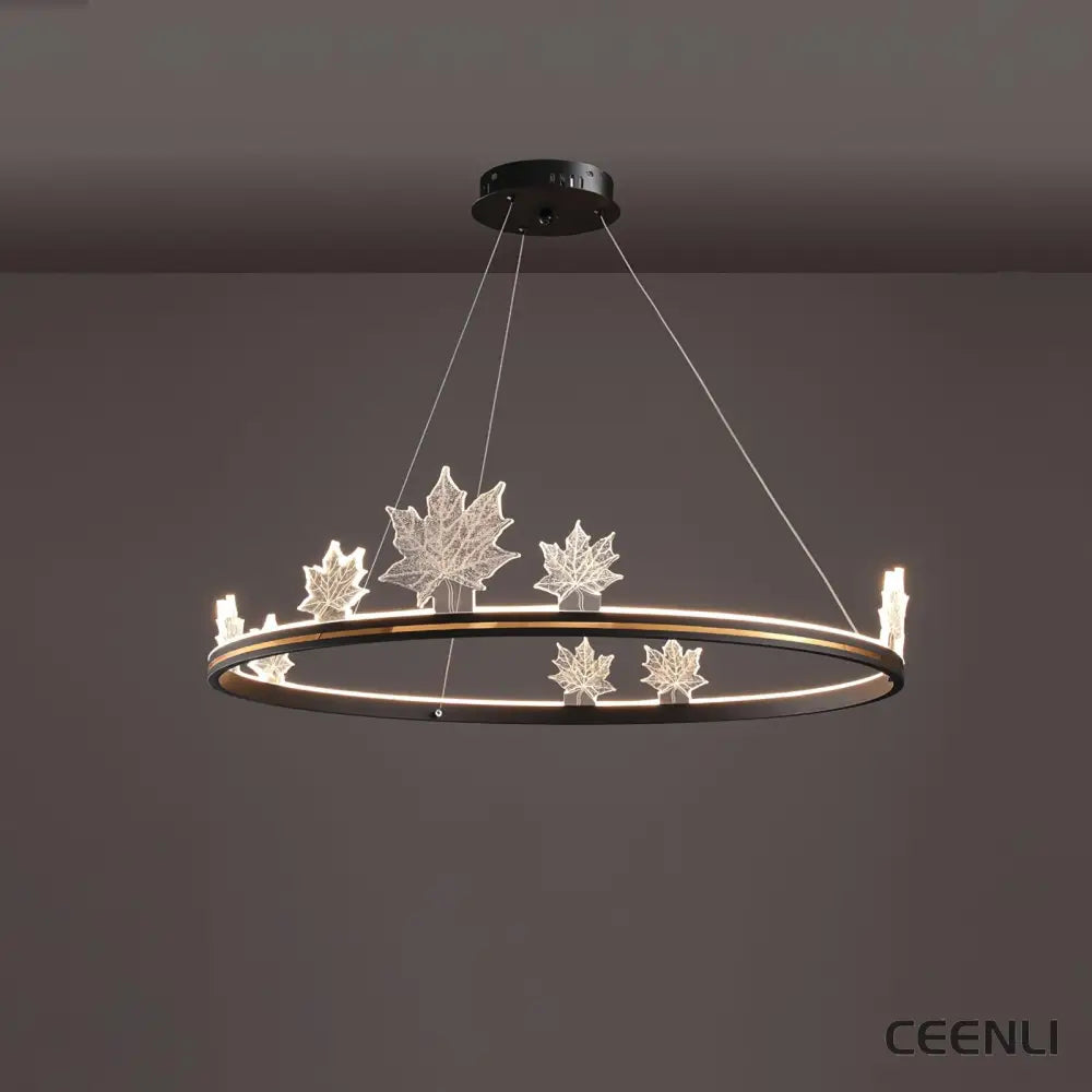 Ion Leaf Chandelier ∅ 31.4″ x H 7″ / Dia 80cm x H 18cm / Black / Warm White Chandelier