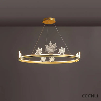 Ion Leaf Chandelier ∅ 31.4″ x H 7″ / Dia 80cm x H 18cm / Gold / Warm White Chandelier
