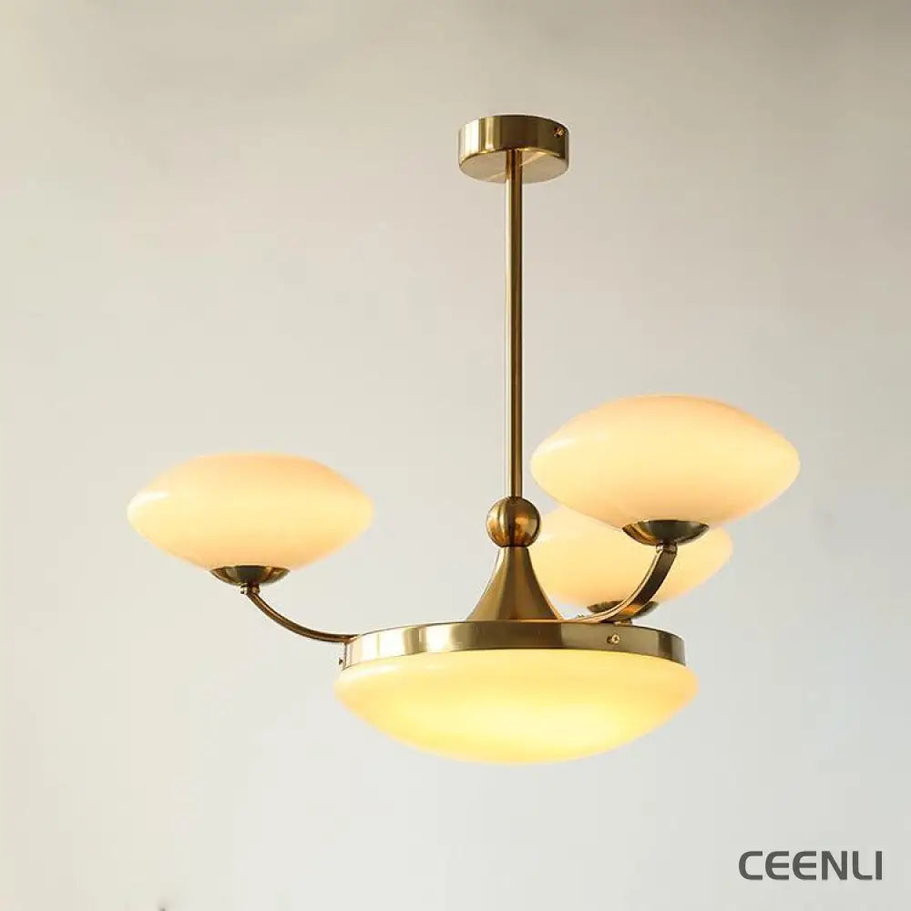 Keston Chandelier 4 heads ∅ 27.6″ x H 11″ / Dia 70cm x H 28cm / Gold + Beige Chandelier
