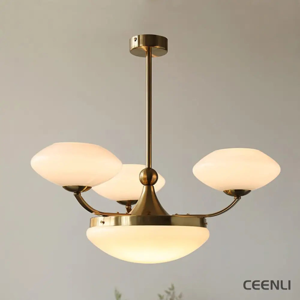 Keston Chandelier 4 heads ∅ 27.6″ x H 11″ / Dia 70cm x H 28cm / Gold + White Chandelier