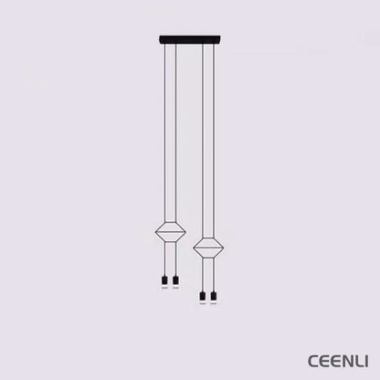 Line Art Pendant Light ∅ 17.7″ x H 78.7″ / Dia 45cm x H200cm / Black Pendant light