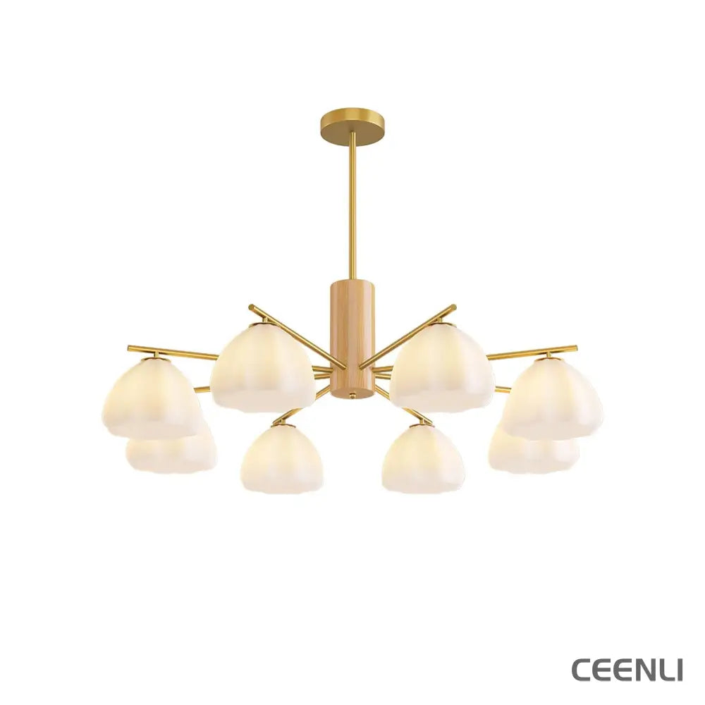 Little Clouds Chandelier 8 Lamps ∅ 34.6″ x H 21.3″ / Dia 88cm x H 54cm / Gold & White glass Chandelier
