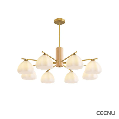 Little Clouds Chandelier 8 Lamps ∅ 34.6″ x H 21.3″ / Dia 88cm x H 54cm / Gold & White glass Chandelier