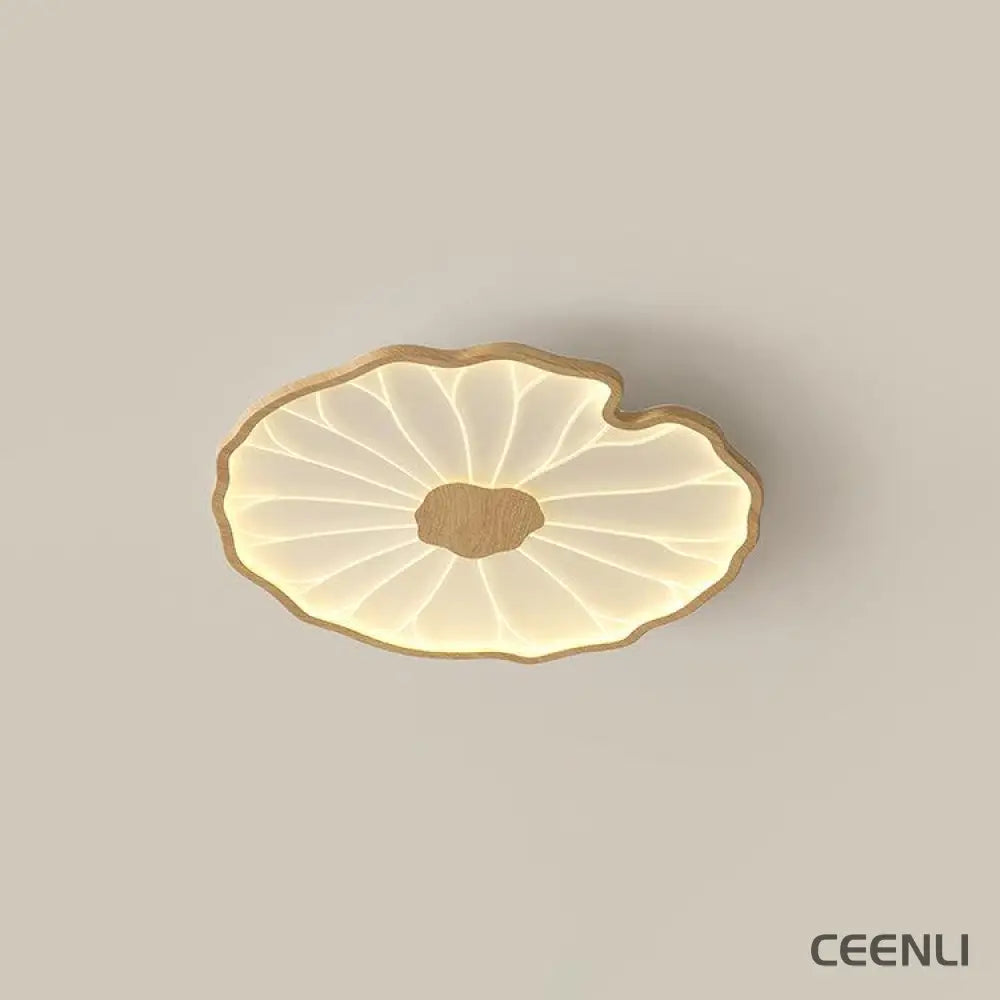 Lotus Leaf Acrylic Ceiling Lamp ∅ 11.8″ x H 1.6″ / Dia 30cm x H 4cm / Hydrographic Nature Wood Grain Finish / Warm