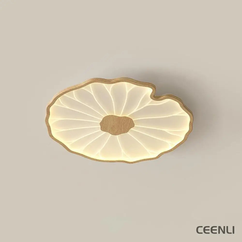Lotus Leaf Acrylic Ceiling Lamp ∅ 15.7″ x H 1.6″ / Dia 40cm x H 4cm / Hydrographic Nature Wood Grain Finish / Warm