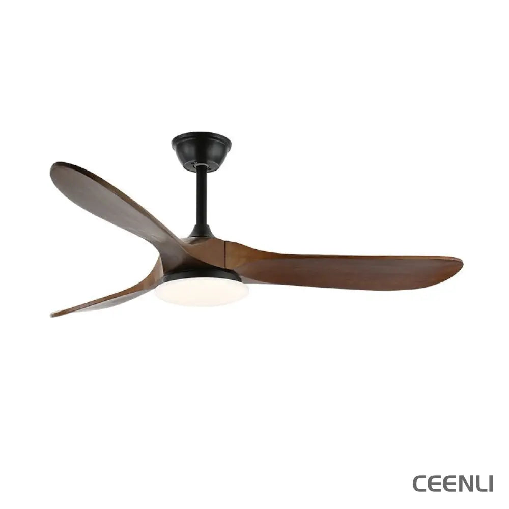Maverick 42’’/52’’ Ceiling Fan Light ∅ 42″ x H 9.8″ / Model A Walnut Wood Grain & Black / Three-Color Changing Light