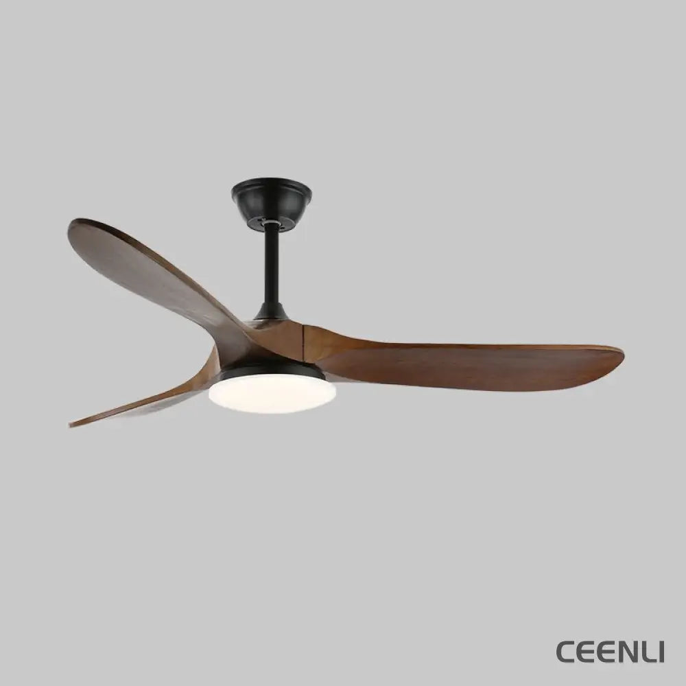 Maverick 42’’/52’’ Ceiling Fan Light ∅ 52″ X H 9.8″ / Model A Walnut Wood Grain & Black / Three-Color Changing Light
