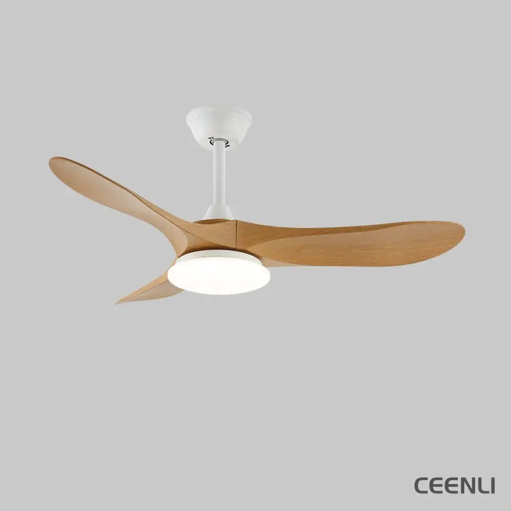 Maverick 42’’/52’’ Ceiling Fan Light ∅ 52″ X H 9.8″ / Model C Nature Wood Grain & White / Three-Color Changing Light