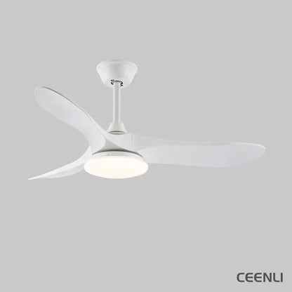 Maverick 42’’/52’’ Ceiling Fan Light ∅ 52″ X H 9.8″ / Model D ABS blades & White / Three-Color Changing Light Ceiling
