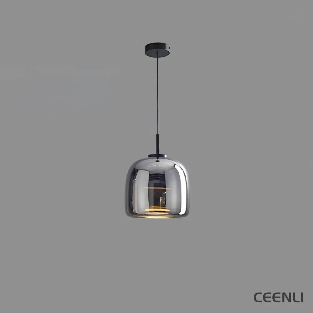 Metro Sphere Glass Pendant Lamp ∅ 10.2″ x H 9.8’’ / Dia 26cm x H 25cm / Black & Smoke grey / Warm Light Pendant light