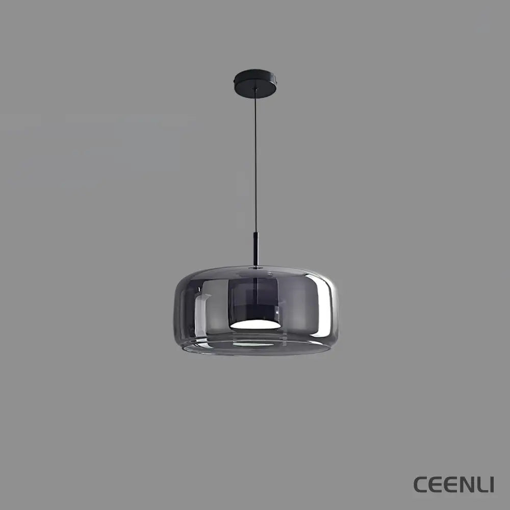 Metro Sphere Glass Pendant Lamp ∅ 15.1″ x H 9.8’’ / Dia 38cm x H 25cm / Black & Smoke grey / Warm Light Pendant light