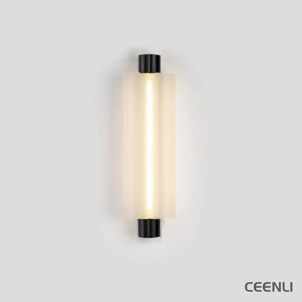 Metropol Wall Lamp ∅ 4.8″ x H 15″ / Dia 11cm x H 38cm / Black & Frosted White / Warm Light Wall lamp