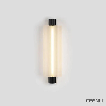 Metropol Wall Lamp ∅ 4.8″ x H 15″ / Dia 11cm x H 38cm / Black & Frosted White / Warm Light Wall lamp